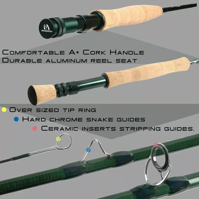 Maxcatch 5/6/7/8wt Extreme Fly Fishing Rod and Reel Combo, Fly Line, Box, Flies 2