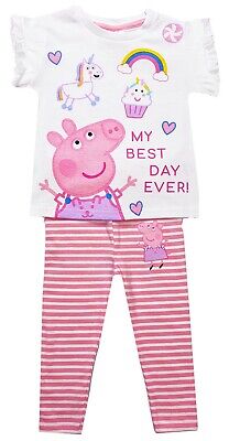 Girls Peppa Pig Top Leggings T Shirt Outfit Set 6 Months - 6 Years