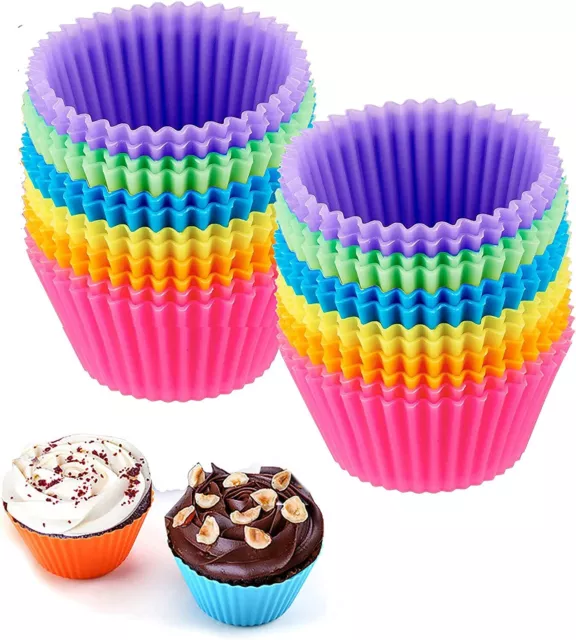 Silicone Cupcake Baking Cups Reusable Muffin Non-stick Muffin 2.75 inch 24 Pack