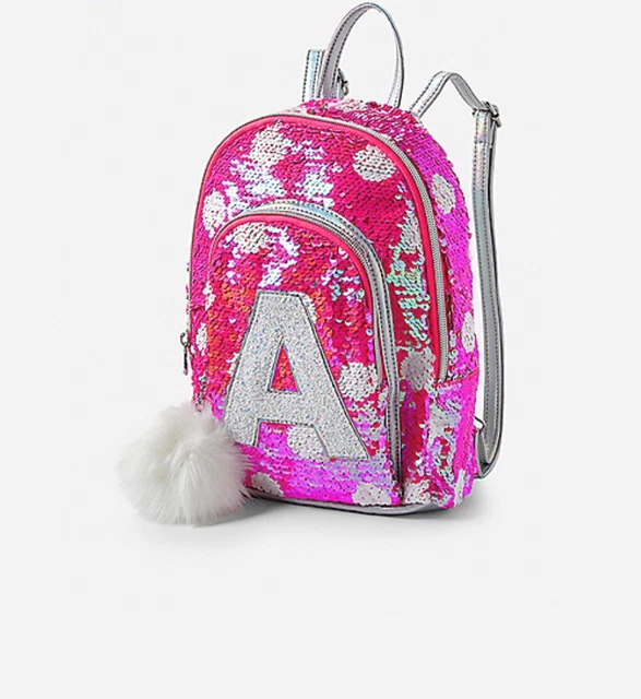 JUSTICE GIRLS PINK Flip Sequin Initial Mini Backpack New with Tags 52.