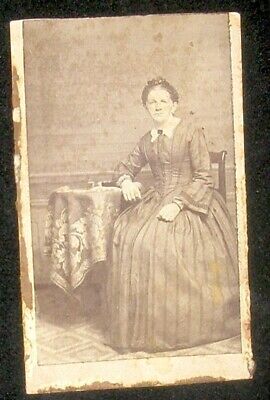 Woman Portrait CDV Carte de Visite Photo Hoop Skirt Civil War Era