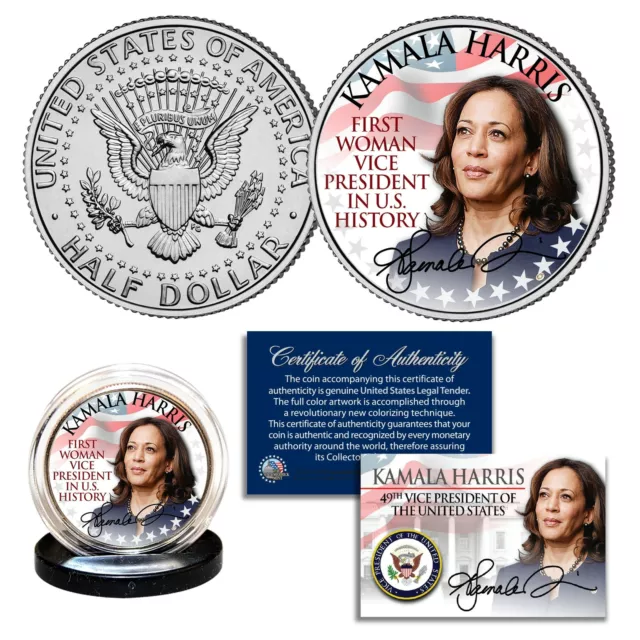 KAMALA HARRIS First Woman Vice President in US History JFK Half Dollar Coin COA