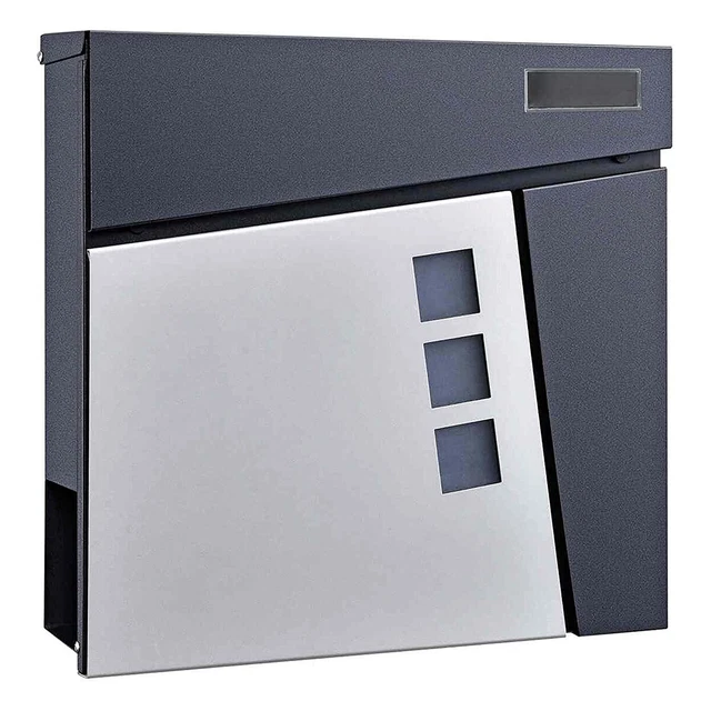 Premium Briefkasten Anthrazit - Mit Softclose, Zeitungsrolle & Sichtfenster