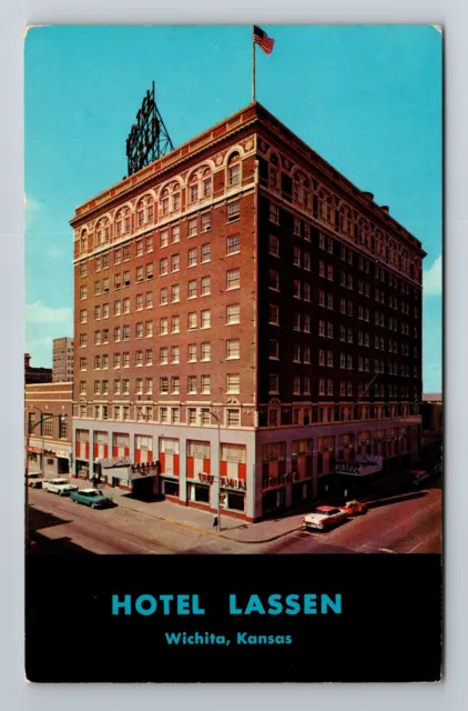 Wichita KS-Kansas, Hotel Lassen, Advertising, Antique, Vintage Postcard