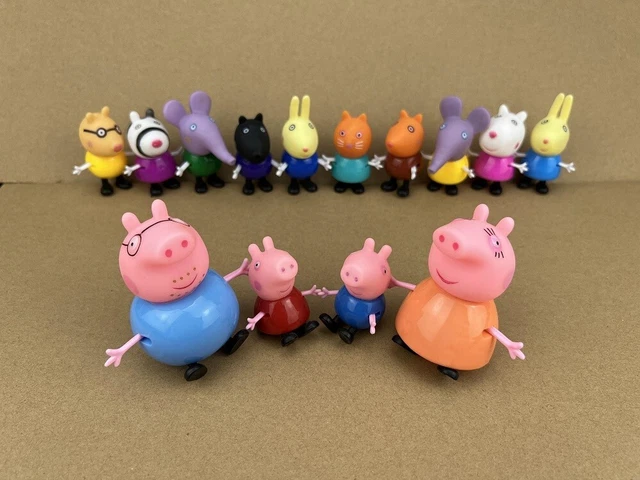 Anime Cartoon Action Figure Toy Peppa Pig Famiglia Di 4 E 25 Amici Set