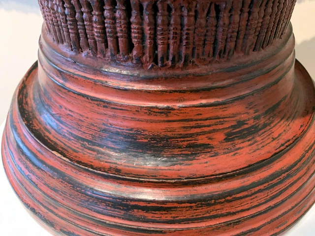 Antique lacquer Offering Elm Bowl Southeast Asia 7