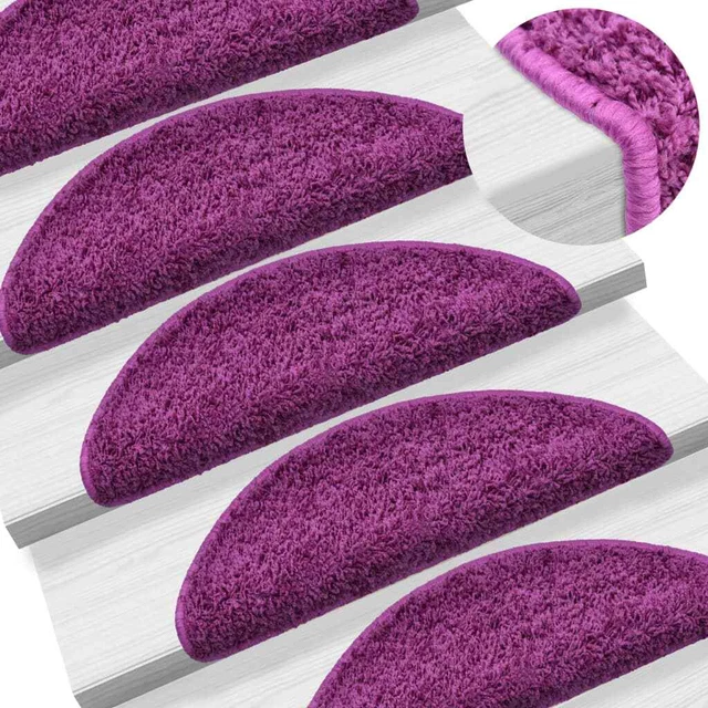 Vidaxl Tappetini per Scale 5 pz 65x21x4 cm Viola