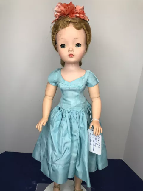 20” Vintage Madame Alexander Cissy Doll 1956 Aqua Taffeta Dress Blonde Pretty #S