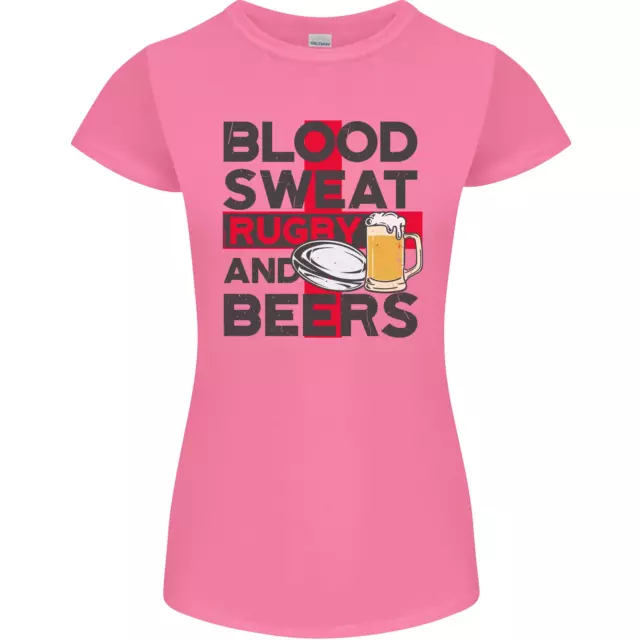Blood Sweat Rugby and Beers England T-shirt divertente da donna petite cut 2