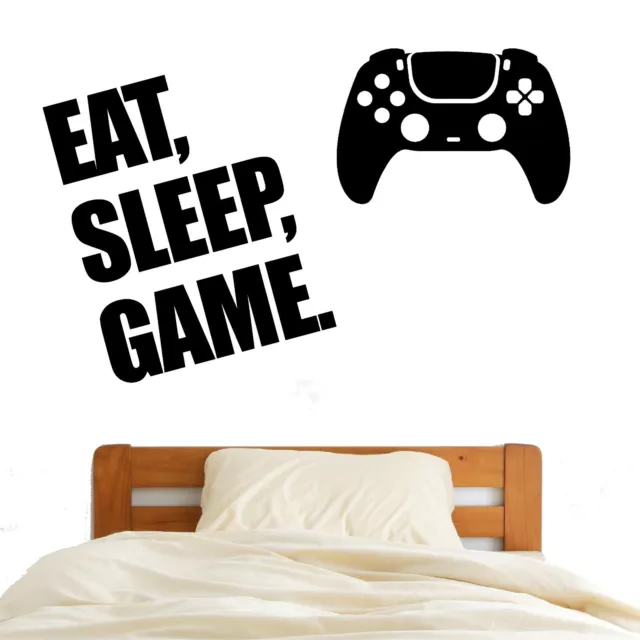 Child XBOX PS Eat Sleep Game controller Wall Decal Sticker Vinyl Kids Boys Girls