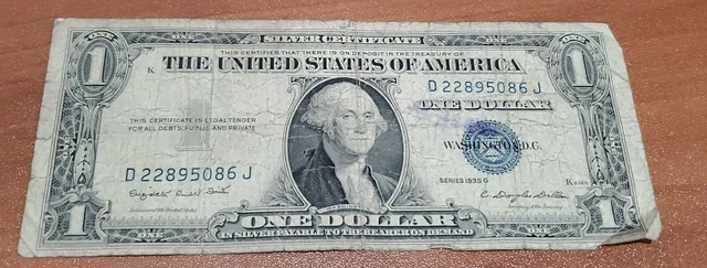 1935-G U.S. $1 Silver Certificate Bill Note - Blue Seal - You Grade