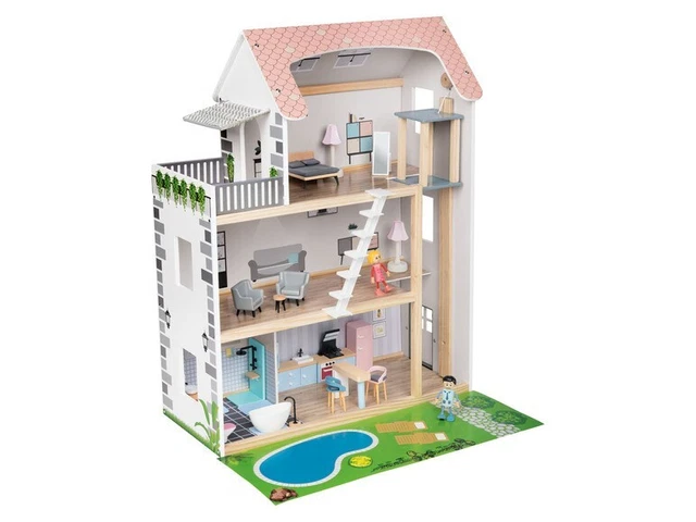 Junior Holzpuppenhaus 33-teiliges Möbelset! Premium Qualität Geschenk für Kinder