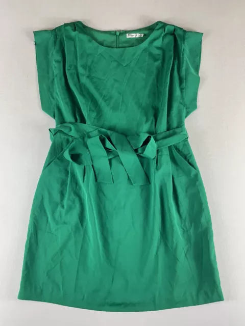 Eliza J Dress Green Tie Waist Womens Size 12P Sheath Sleeveless