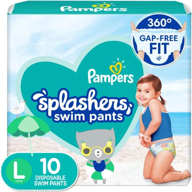 Pampers Splashers Swim Diapers Disposable Swim Pants, Large ( 31 Lb), 10 Count