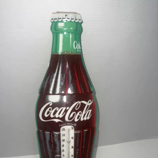Vintage 1950 Coca Cola Bottle Tin Litho Advertising Thermometer Donasco U. S. A