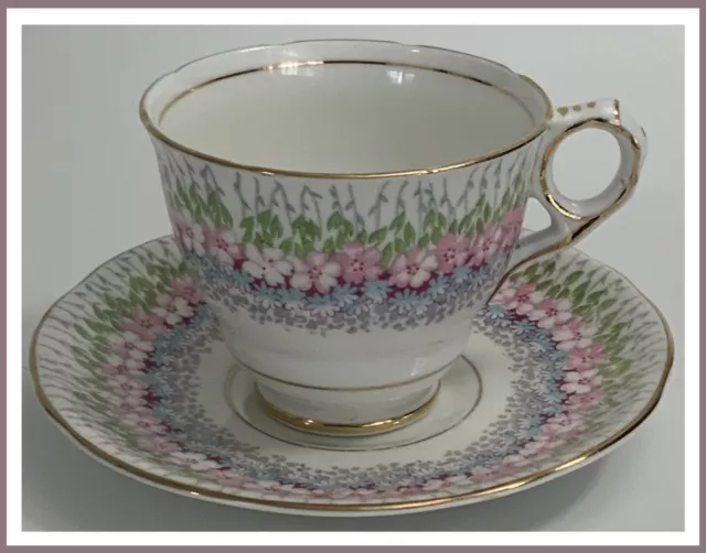 Royal Stafford Glendale Bone China Floral Tea Cup & Saucer W/Gold Trim - 2 Pc