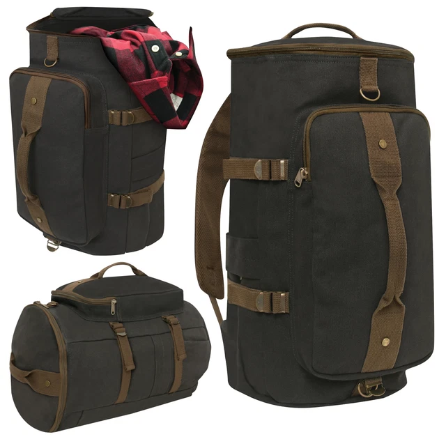 Dark Grey Convertible Canvas Duffle Backpack