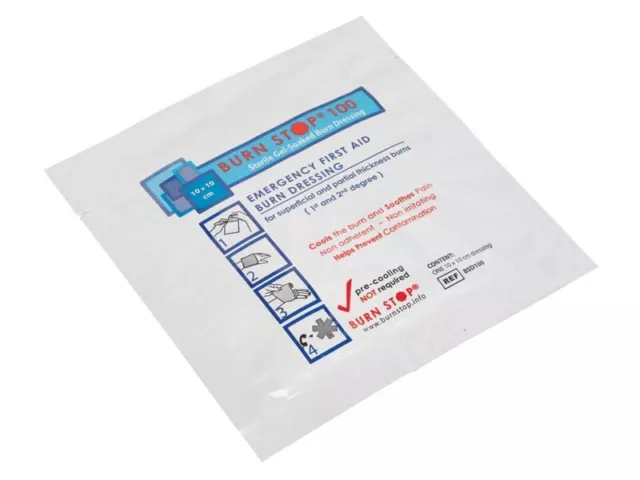 Sealey Watergel Burn Stop 10cm x 10cm Sterile Dressing Pain Reliever SBK10
