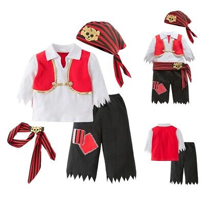 Baby Boys Pirate Costume Birthday Party Toddler Kids Fancy Dress Cosplay Outfits