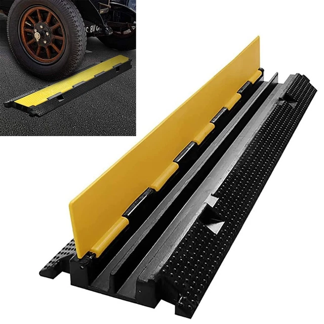MYOYAY Rubber Cable Protector Ramps 39" L 2 Channel Wire Cord Protective Cove...