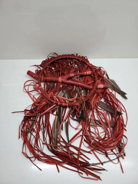 Red Handmade Leather/Feather Large Dreamcatcher