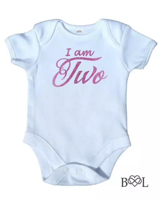 Baby Girls Second Birthday Bodysuit Vest Babygrow Gift 2Nd Present I Am Two Top