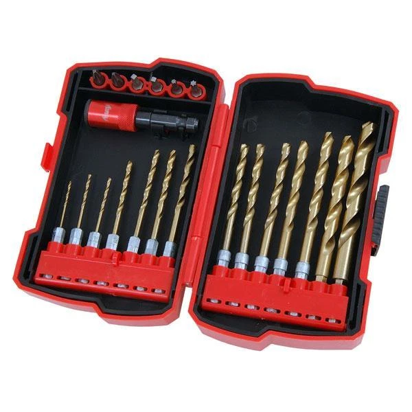 21 Pce Quick Change HEX shank twist drill and bit set - metal wood and plastic