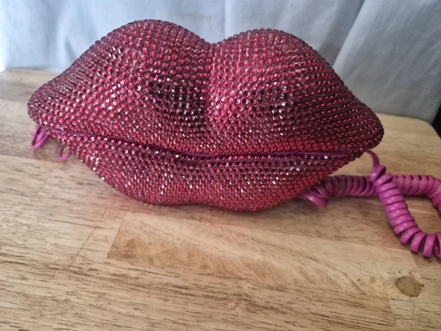 VINTAGE PINK RHINESTONE Lips Telephone - Y2K Retro Aesthetic - Untested ...