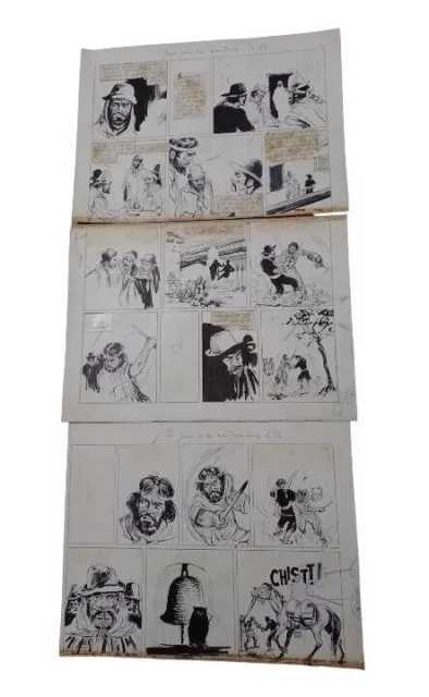 Juan ARANCIO ORIGINAL ART Western Horror Comic 3 Pages Argentina 1960's