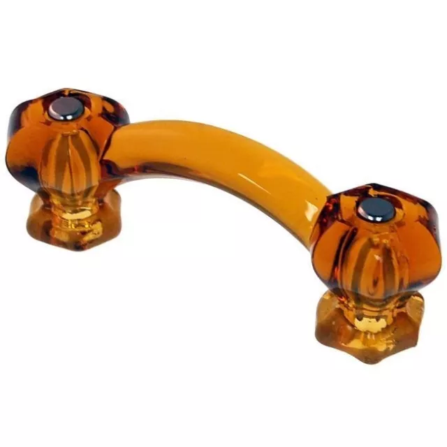 Set Of 5 Amber Glass Drawer Pulls Handles Furniture Hardware Vintage Style Retro