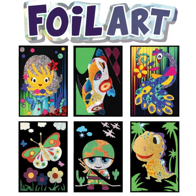 VHALE Foil Art Craft Kit 6 Pack Sticker Picture Peel and Paste Sparkly Foil Art