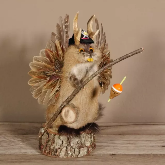 Wolpertinger Pescador Bisam Preparado Wolpi Con Ángel, Cuernos Y Naranja Ojos