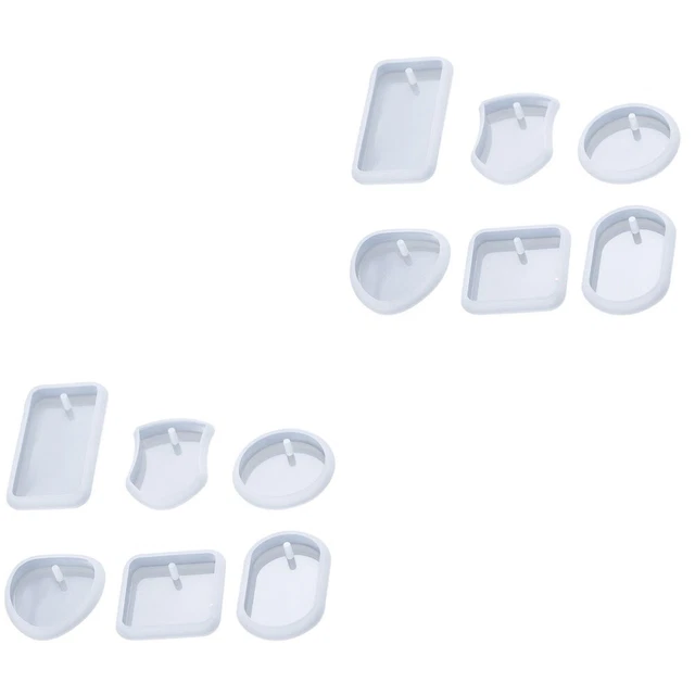 12 Pcs DIY Epoxy Keychain Mold Silicone Molds Resin Jewelry Resin Molds Portable