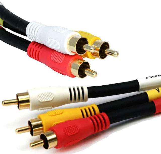 COMPOSITE RCA CABLE (Yellow White Red)Video Audio AV RG59 Cord for DVD