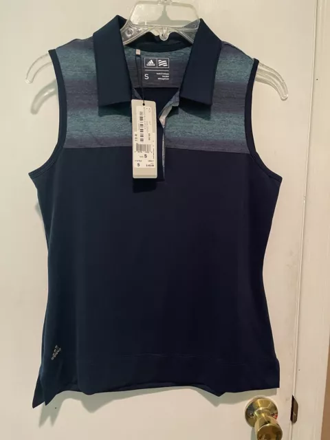 ADIDAS WOMENS ATHLETIC Blue Golf Polo Sleeveless Shirt Small NWT $23.00 ...