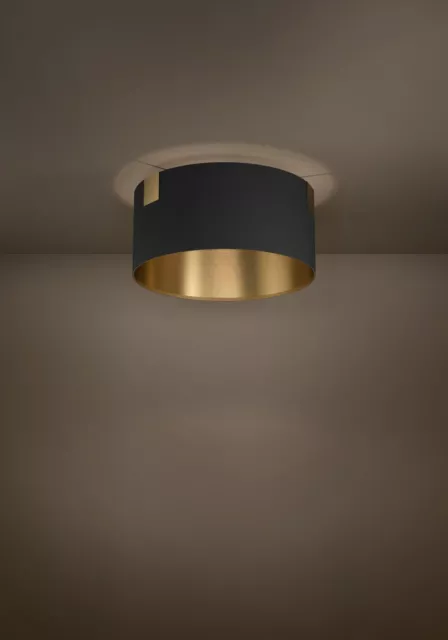 Elegante Deckenlampe Wohnzimmer Deckenleuchte aus Stoff in schwarz und Messing 3