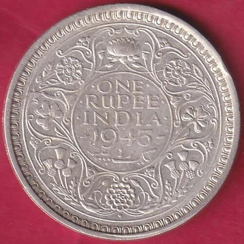 British India 1943 Bombay Mint George Vi One Rupee Rare Silver Coin #Sb39