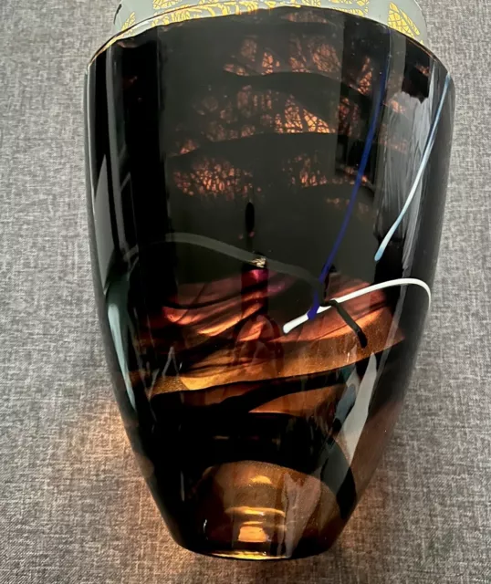 Kosta  Boda Sweden Art Glass CONTRAST BLACK VASE