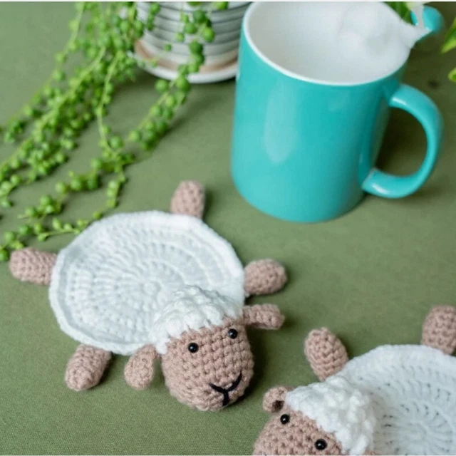 Glass Shelf Holder Cute Sheep Mug Blanket Handmade Crochet Mug Blanket Crochet