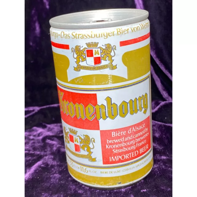 Vtg Kronenbourg Beer Can Imported From Strasbourg Pull Tab Open Top