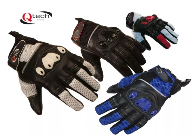 MOTORCYCLE Short Cuff Summer GLOVES Motorbike KNUCKLE Protection Red Black White