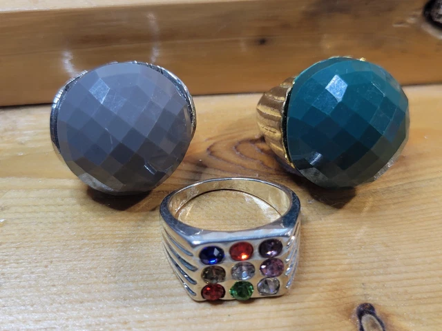 3 Piece Bundle Chunky Costume Jewelry Rings | Size 9.25, 8, 7.75