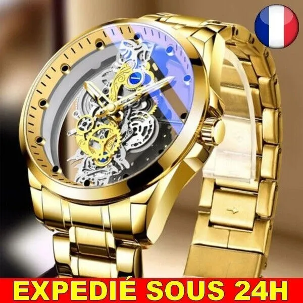 ✅ Reloj de cuarzo de lujo para hombre, pulsera de acero inoxidable,...