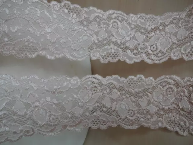 Französische elastische Spitze,Spitzenborte,Lace,stretch apricot Lachs 7cm breit