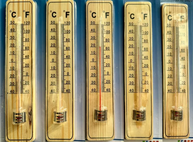 Zimmerthermometer Thermometer Innen Holz Außenthermometer Analog Raum MD10