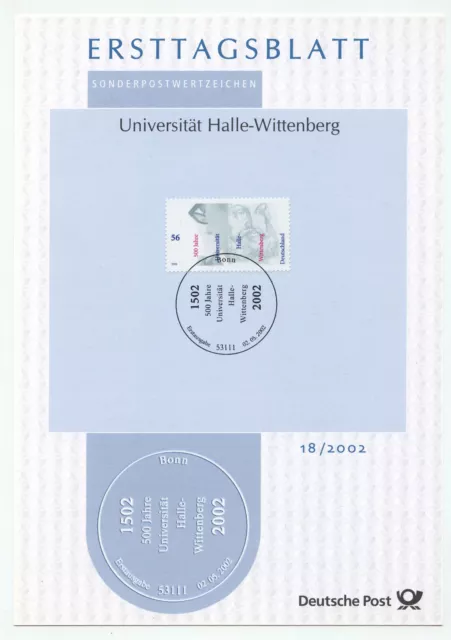 11207 - Mi.Nr. 2254 - ETB - Ersttagsblatt - 2.5.2002 - Uni Halle-Wittenberg