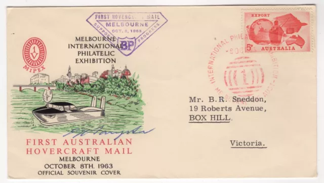 1963 Oct 8th. First Hovercraft Mail. Melbourne. AAMC H1.