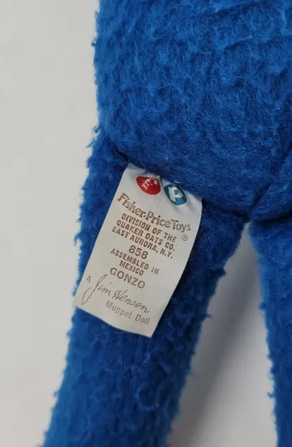 Rare 1981 Gonzo Jim Henson Muppets Blue Doll Vintage 9" Plush 7