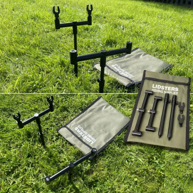 2 Rod Set Up Black 2 20-30Cm Bank Sticks 2 Buzz Bars Carp Fishing 16Mm + 2 Rests