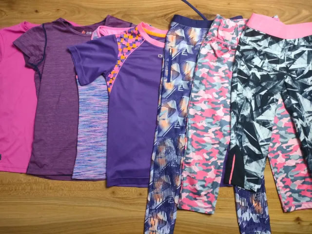 {F873} girls 9-10 years summer top leggings sportwear bundle Dunnes Decathlon